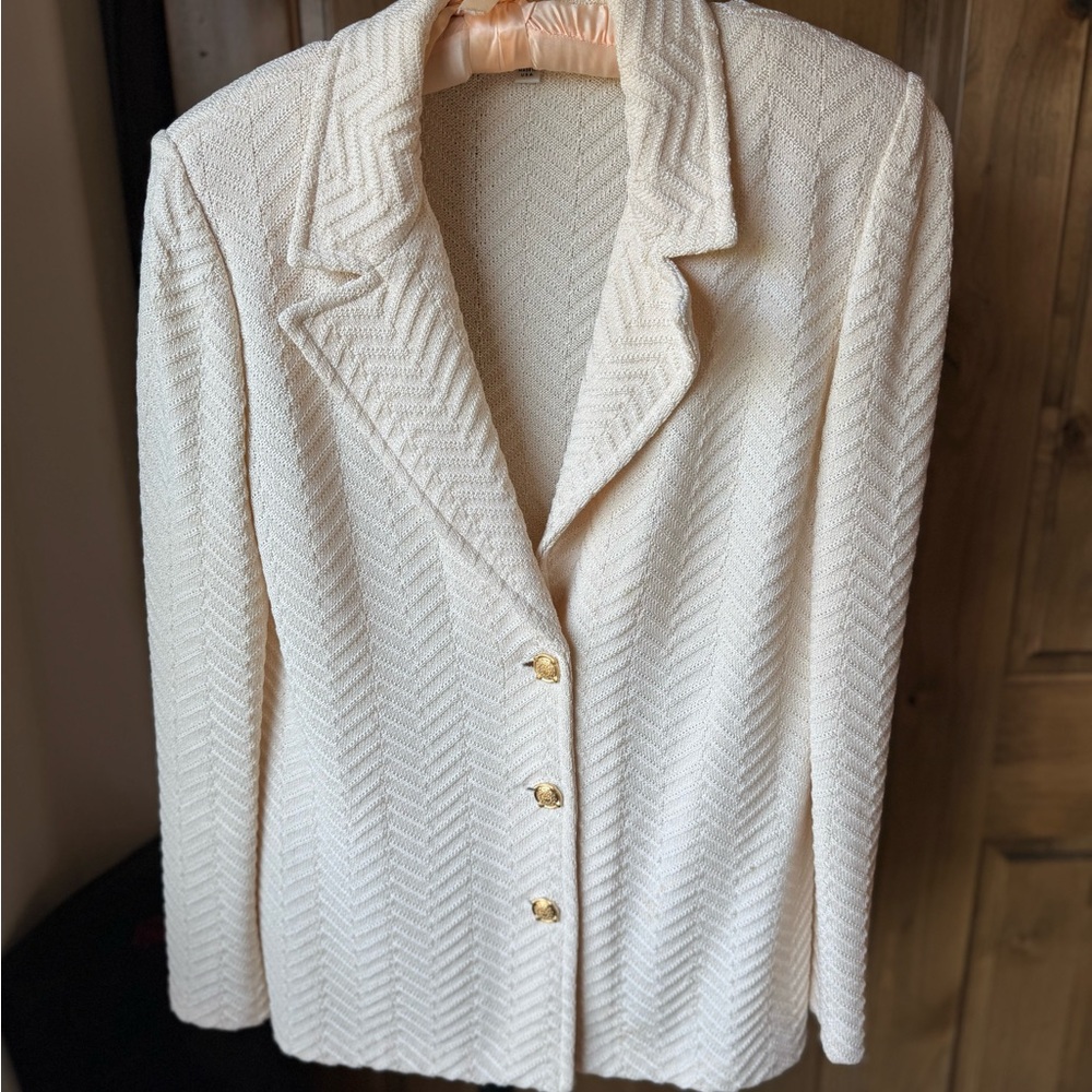 St. John Cream Blazer with Gold Buttons